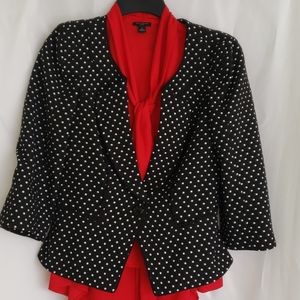 BLACK/WHITE POLKA DOT FITTED JACKET BLAZER